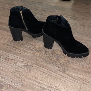 Black velvet platform booties